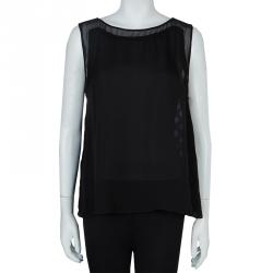 Pre Owned Elie Tahari Black Silk Sleeveless Top M