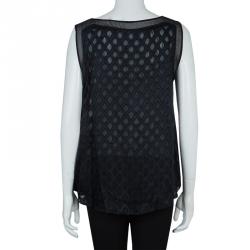 Pre Owned Elie Tahari Black Silk Sleeveless Top M
