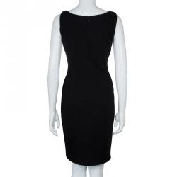 Pre Owned Elie Tahari Black Contrast Jacquard Hourglass Panel Detail Sleeveless Dress M