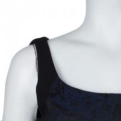 Pre Owned Elie Tahari Black Contrast Jacquard Hourglass Panel Detail Sleeveless Dress M