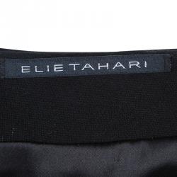 Pre Owned Elie Tahari Black Contrast Jacquard Hourglass Panel Detail Sleeveless Dress M