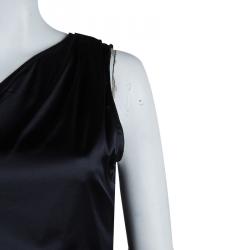 Elie Tahari Black Silk Draped One Shoulder Top M