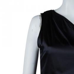 Elie Tahari Black Silk Draped One Shoulder Top M