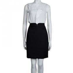 Pre Owned Elie Tahari Black Cotton Fitted Skirt M