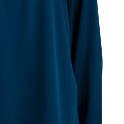 Pre Owned Elie Tahari Peacock Blue Embellished Silk Blouse L