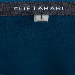Pre Owned Elie Tahari Peacock Blue Embellished Silk Blouse L
