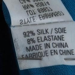 Pre Owned Elie Tahari Peacock Blue Embellished Silk Blouse L