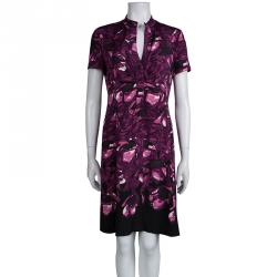 Elie Tahari Pink Silk Knit Floral Printed Dress L