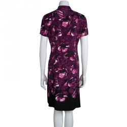 Elie Tahari Pink Silk Knit Floral Printed Dress L