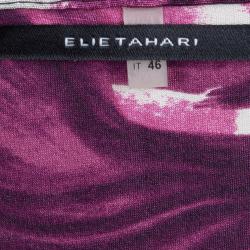 Elie Tahari Pink Silk Knit Floral Printed Dress L