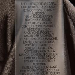 Pre Owned Elie Tahari Olive Green and Brown Textured Cotton Leather Trim Box Jacket M