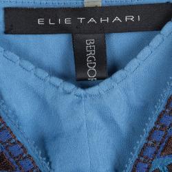 Pre Owned Elie Tahari Blue Silk Emroidered Maxi Dress M