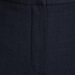 Pre Owned Elie Tahari Blue Pin Checked Wool Tailored Trousers L