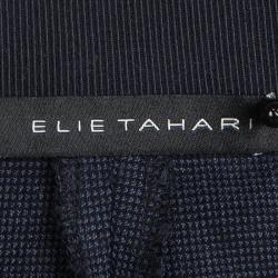 Pre Owned Elie Tahari Blue Pin Checked Wool Tailored Trousers L