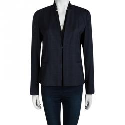 Elie Tahari  Blue Pin Checked Wool Blazer M