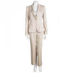 Pre Owned Elie Tahari Beige Cotton Pant Suit M