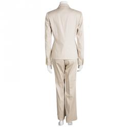 Pre Owned Elie Tahari Beige Cotton Pant Suit M
