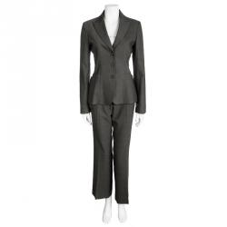 Elie Tahari Grey Wool Pant Suit M
