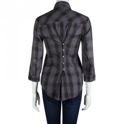Elizabeth and James Grey Cohen Plaid Button Down Shirt S