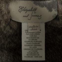 Pre Owned معطف إليزابيث أند جيمس صوف رصاصي فرو أرنب مبطن XS