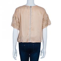 مملوكة مسبقًا Elizabeth and James Beige Ribbon Detail Top M