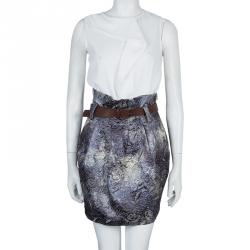 Elizabeth and James Grey Brocade Belted High Waist Skirt S