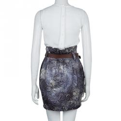 Elizabeth and James Grey Brocade Belted High Waist Skirt S