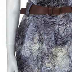 Elizabeth and James Grey Brocade Belted High Waist Skirt S