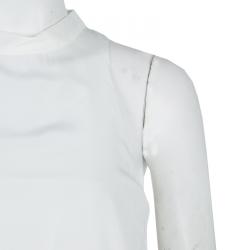 Elizabeth and James White Mandarin Collar Sleeveless Silk Blouse S