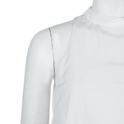 Elizabeth and James White Mandarin Collar Sleeveless Silk Blouse S