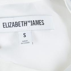 Elizabeth and James White Mandarin Collar Sleeveless Silk Blouse S