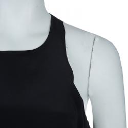 Pre Owned  فستان إليزابيث آند جيمس بدون أكمام طبقات حرير أسود S 