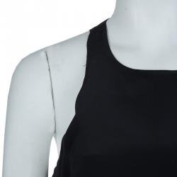 Pre Owned  فستان إليزابيث آند جيمس بدون أكمام طبقات حرير أسود S 