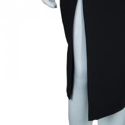 Pre Owned  فستان إليزابيث آند جيمس بدون أكمام طبقات حرير أسود S 