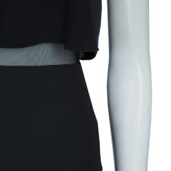 Pre Owned  فستان إليزابيث آند جيمس بدون أكمام طبقات حرير أسود S 