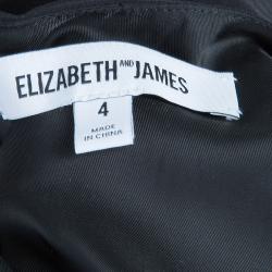 Pre Owned  فستان إليزابيث آند جيمس بدون أكمام طبقات حرير أسود S 