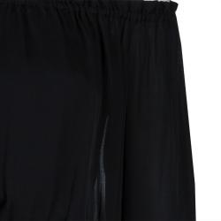 Pre Owned توب قصير إليزابيث آند جيمس بدون أكتاف وبأكمام طويلة حرير شفاف أسود XS