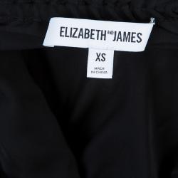 Pre Owned توب قصير إليزابيث آند جيمس بدون أكتاف وبأكمام طويلة حرير شفاف أسود XS