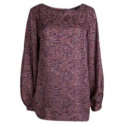 Elizabeth and James Multicolor Printed Silk Blouse L