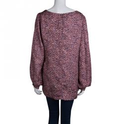 Elizabeth and James Multicolor Printed Silk Blouse L