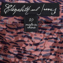 Elizabeth and James Multicolor Printed Silk Blouse L