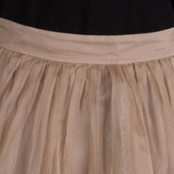 Pre Owned Elizabeth and James Beige Silk Gathered Skirt S