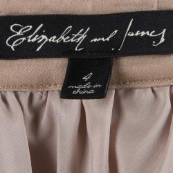 Pre Owned Elizabeth and James Beige Silk Gathered Skirt S
