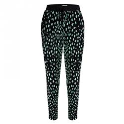 Elizabeth and James Black Printed Silk Elasticized Waist Pants S
