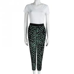 Elizabeth and James Black Printed Silk Elasticized Waist Pants S