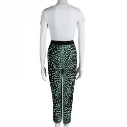 Elizabeth and James Black Printed Silk Elasticized Waist Pants S