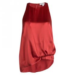 Elizabeth & James Red Silk High Low Sleeveless Top S