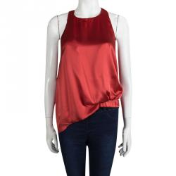 Elizabeth & James Red Silk High Low Sleeveless Top S