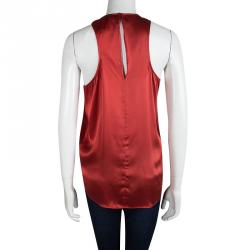 Elizabeth & James Red Silk High Low Sleeveless Top S