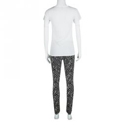 Emanuel Ungaro Monochrome Chevron Printed Tapered Trousers S